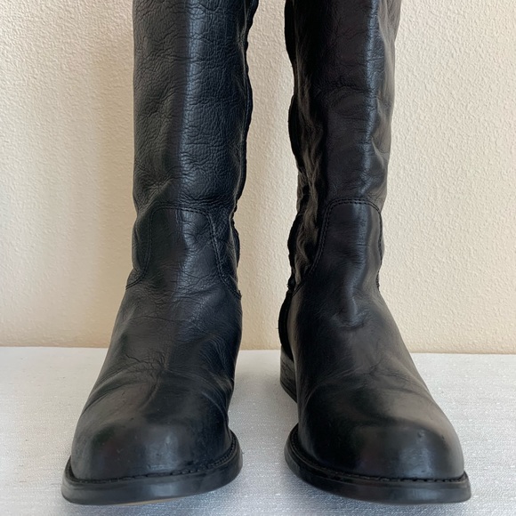 Steve Madden Rogerrr Black/Brown Leather Zip Knee High Riding Boots Woman’s 8M - Picture 4 of 16